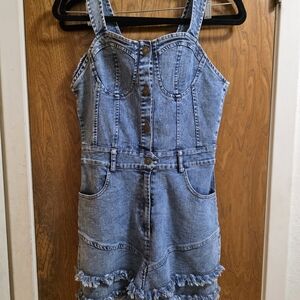 Boho Stylish Blue Denim Romper